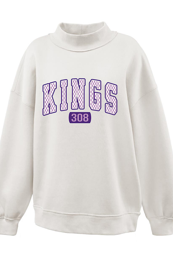 308 Kings Checker Print Mock Neck Sweatshirt - 2 colors