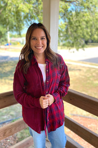 Jordan Red and Navy Plaid Button Down