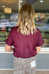 Catie Wine V-Neck Top