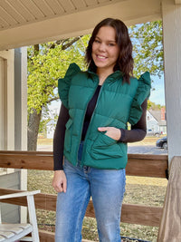 Alyssa Flutter Sleeve 2 Pocket Puffer Vest {2 colors}