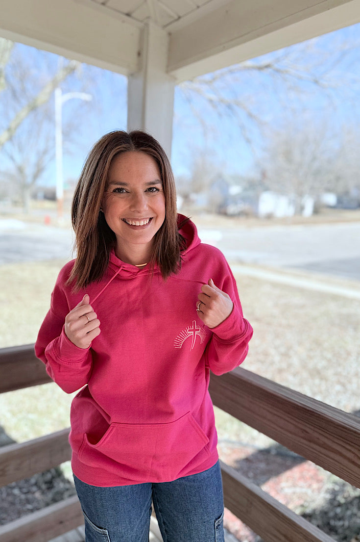 Hot Pink Pray Behind My Back Hoodie