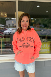 Lake Life...Best Life Hot Coral Hoodie