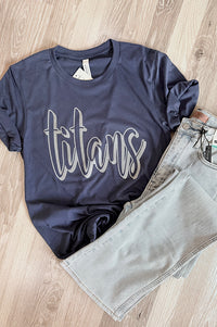 Titans Metallic Script Navy Tee