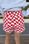 Chelsie Red Checker Denim Shorts