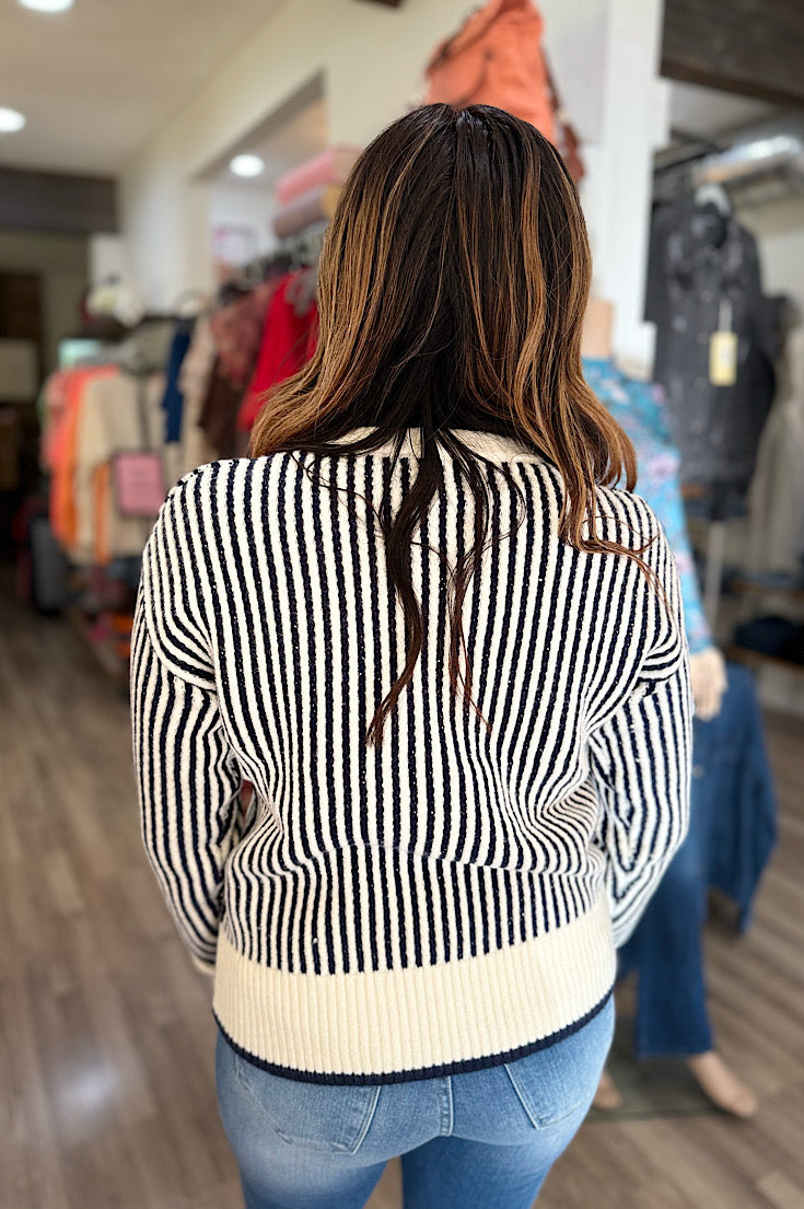 River Navy & Ivory Vertical Stripe Sweater