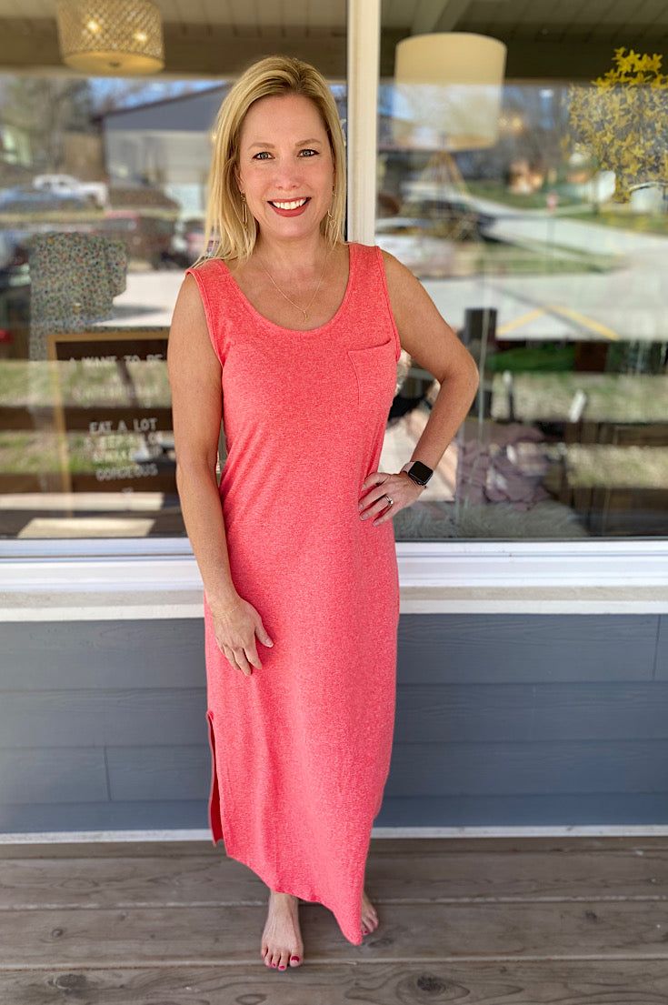 Colby Heather Coral Maxi Tank Dress