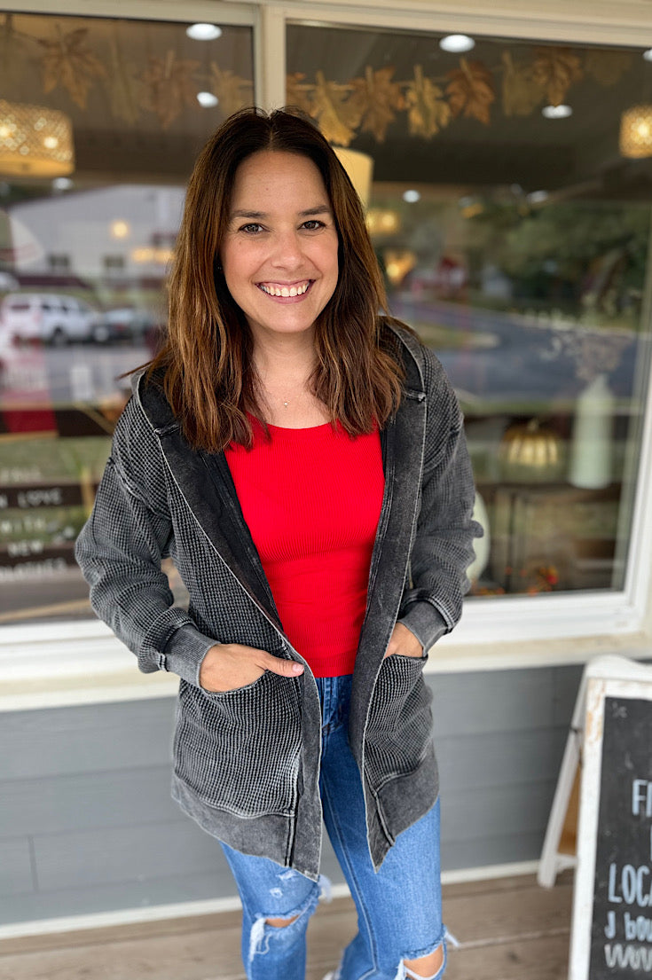 Kingston Black Mineral Washed Cardigan
