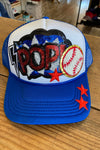 Baseball Themed Patch Trucker Hat-Blue