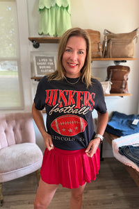 Huskers Football Black CC Tee