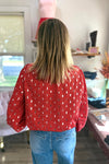 Carly Red Dot Ruffle Neck Blouse