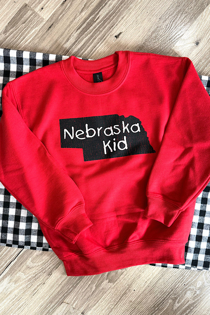 Youth Nebraska Kid Red Sweatshirt
