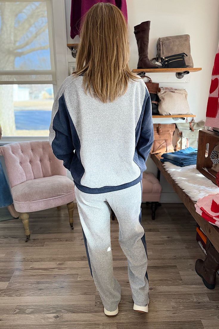 Tobie Colorblock Corded Ribbed Pullover