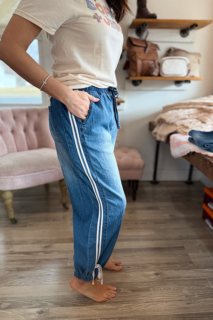 Scout Side Stripe Chambray Joggers