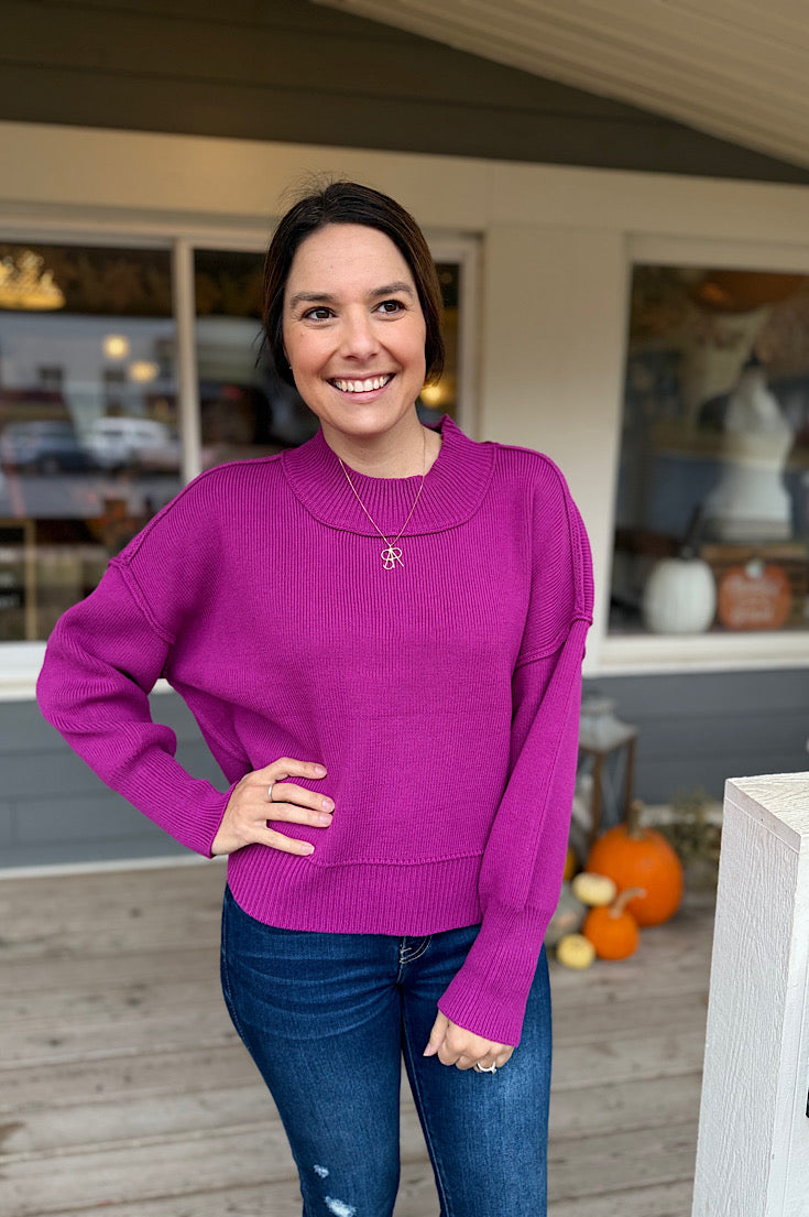Tyren Magenta RIbbed Sweater