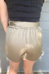 Ariane Olive Silky Paper Bag Shorts