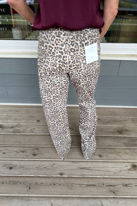 Kat Leopard Washed Straight Leg Jeans