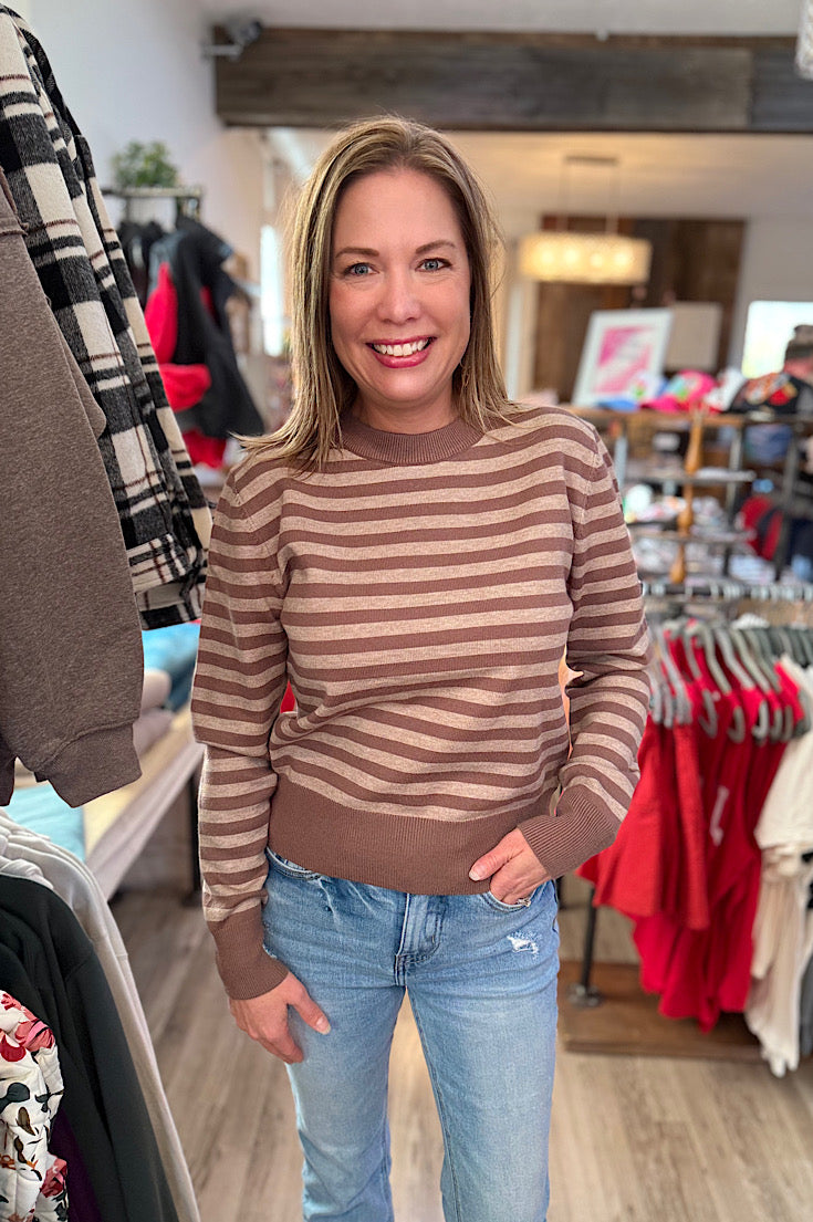 Hunter Ultra Soft Mocha Stripe Sweater