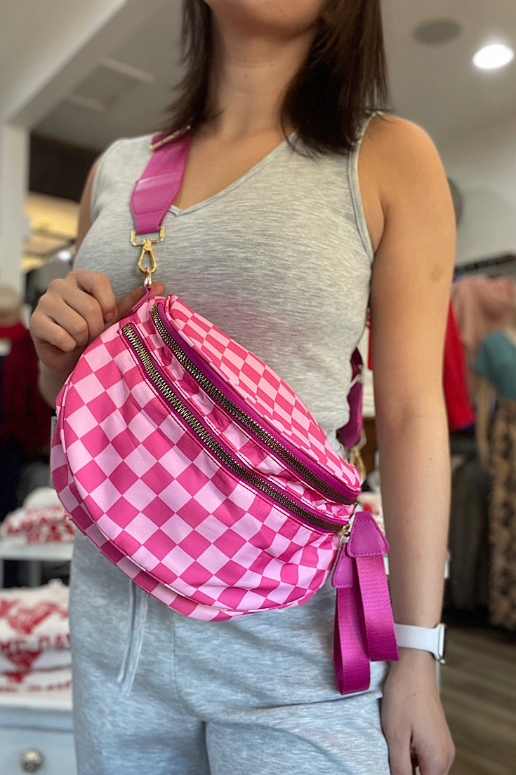 Parker Pink Checkered Bum Bag