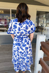 Katalina Blue and Off White Floral Maxi Dress