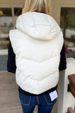 Dayton Off White Faux Leather Hooded Vest