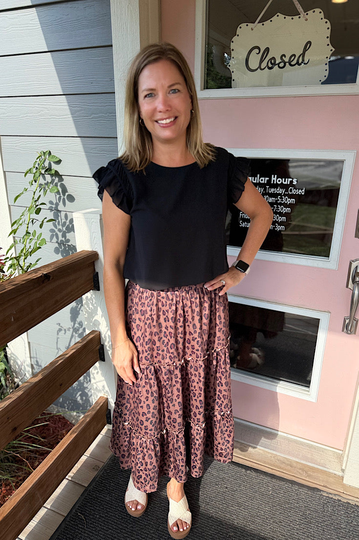 Haven Cheetah Tiered Skirt