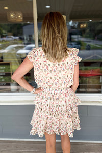 Emerlee Cream Floral Ruffle Dress
