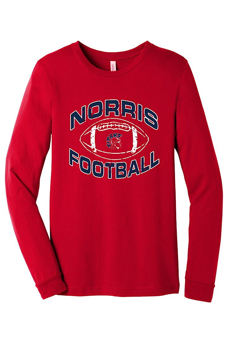 Norris Football Red Long Sleeve Bella Unisex Tee
