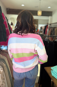 Hayley V-neck Multi Stripe Sweater