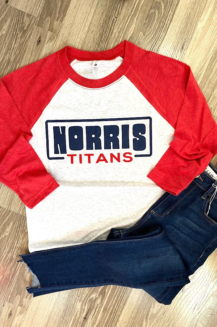 Norris Titans Box Red Raglan Tee