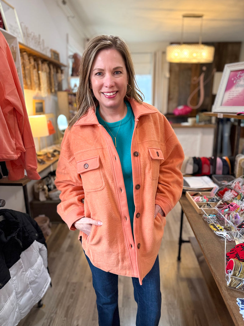 Kyra Tangerine Four Pocket Shacket