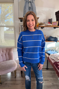 Florence Blue & Ivory Stripe Sweater