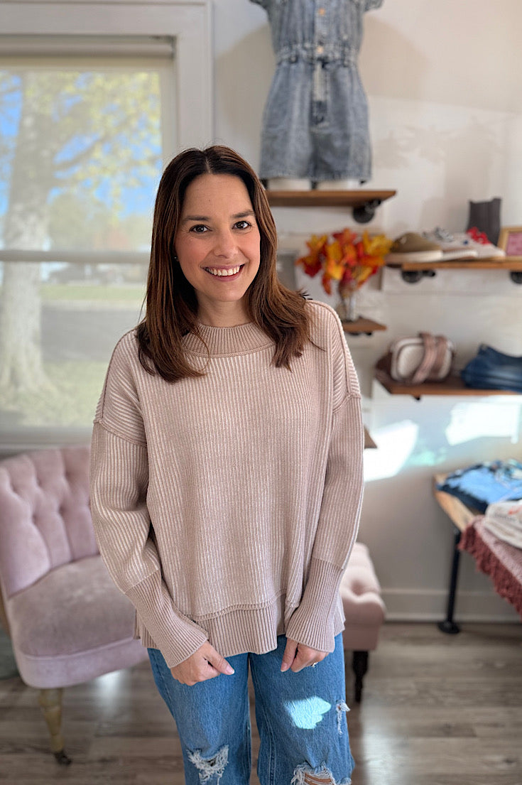 Haley Exposed Seam Two Tone Sweater {2 colors}