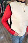 Bonnie Mock Neck Ivory & Black Sleeveless Sweater