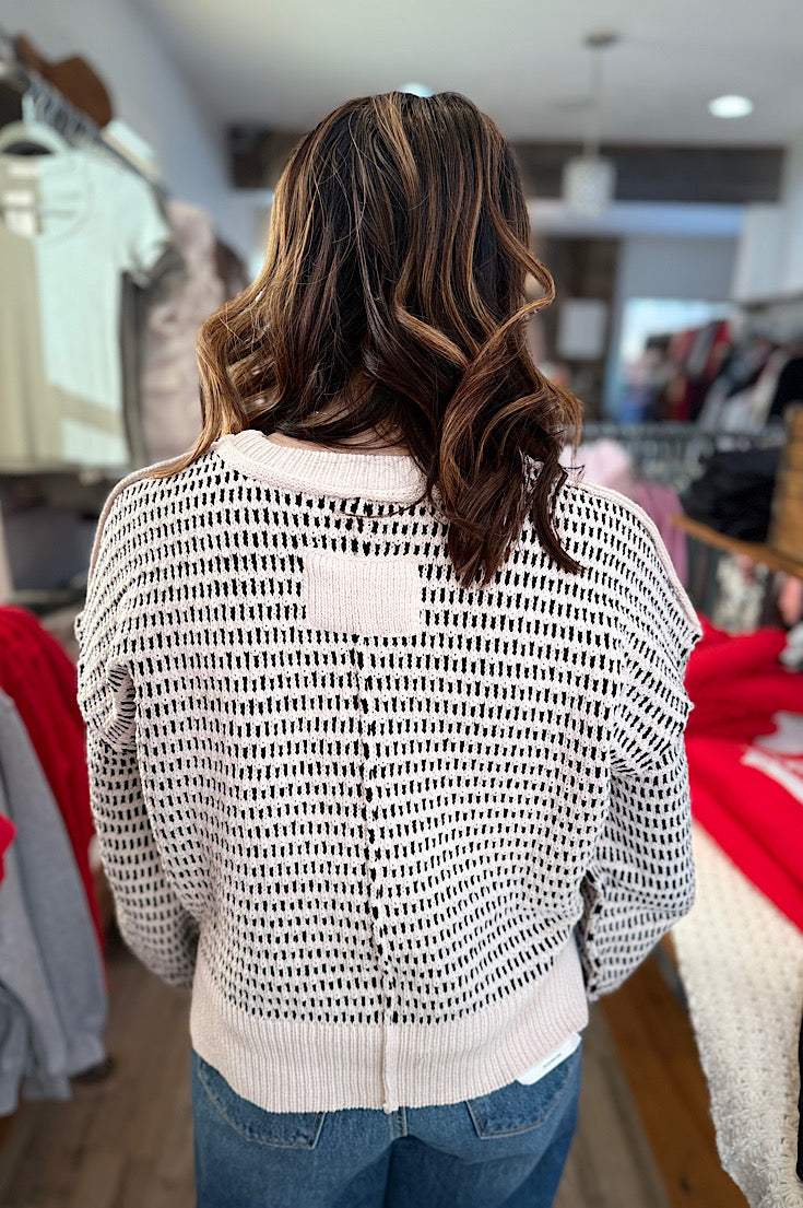 Abigail So Soft Ivory & Black Sweater