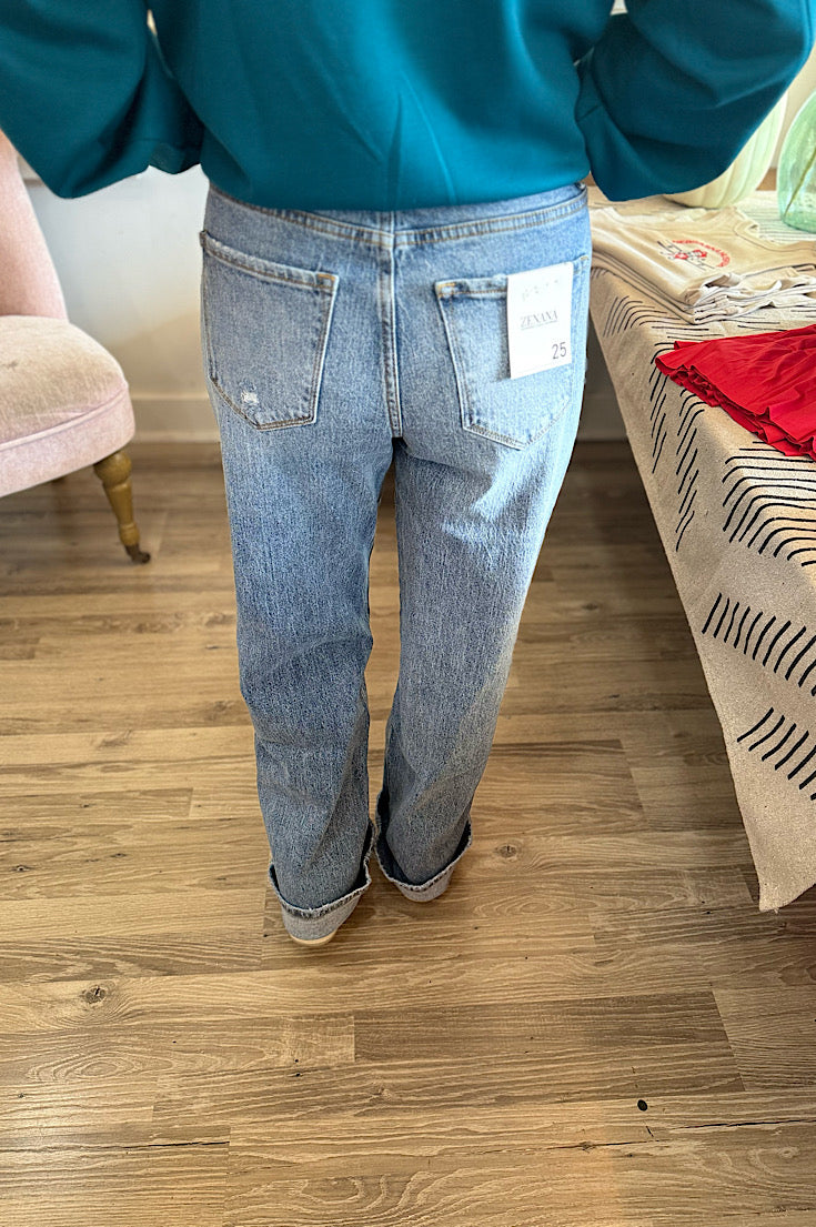 Lyla 90's High Rise Medium Wash Straight Leg Denim