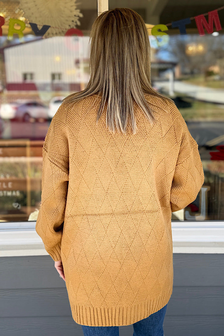 Becca Camel Cable Knit Cardi