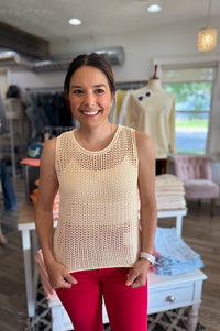 Bianca Cream Open Knit Tank