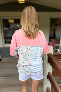 Pagie Striped Floral Print Top
