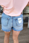 Beckett Medium Washed Distressed Hem Denim Shorts