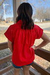 Collins Red Short Sleeve Woven Blouse
