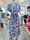 Katalina Blue and Off White Floral Maxi Dress