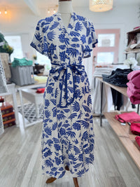 Katalina Blue and Off White Floral Maxi Dress