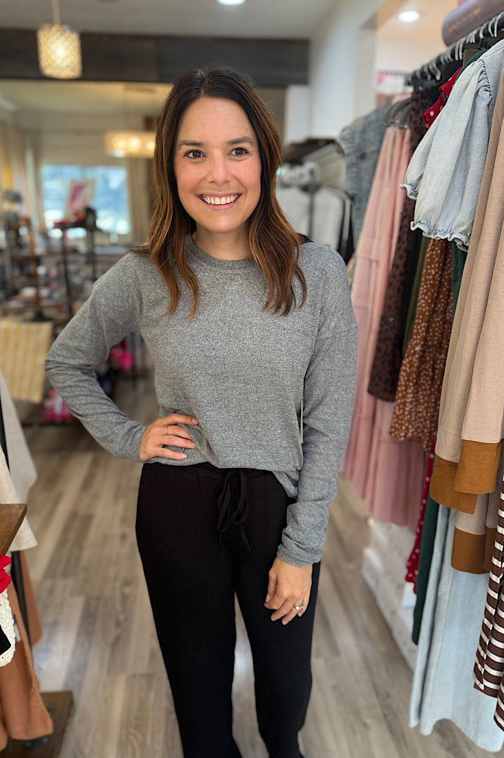 Sharron Heathered Grey So Soft Dolman Top