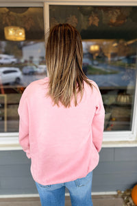 Ellyson Pink Acid Wash Fleece Pullover