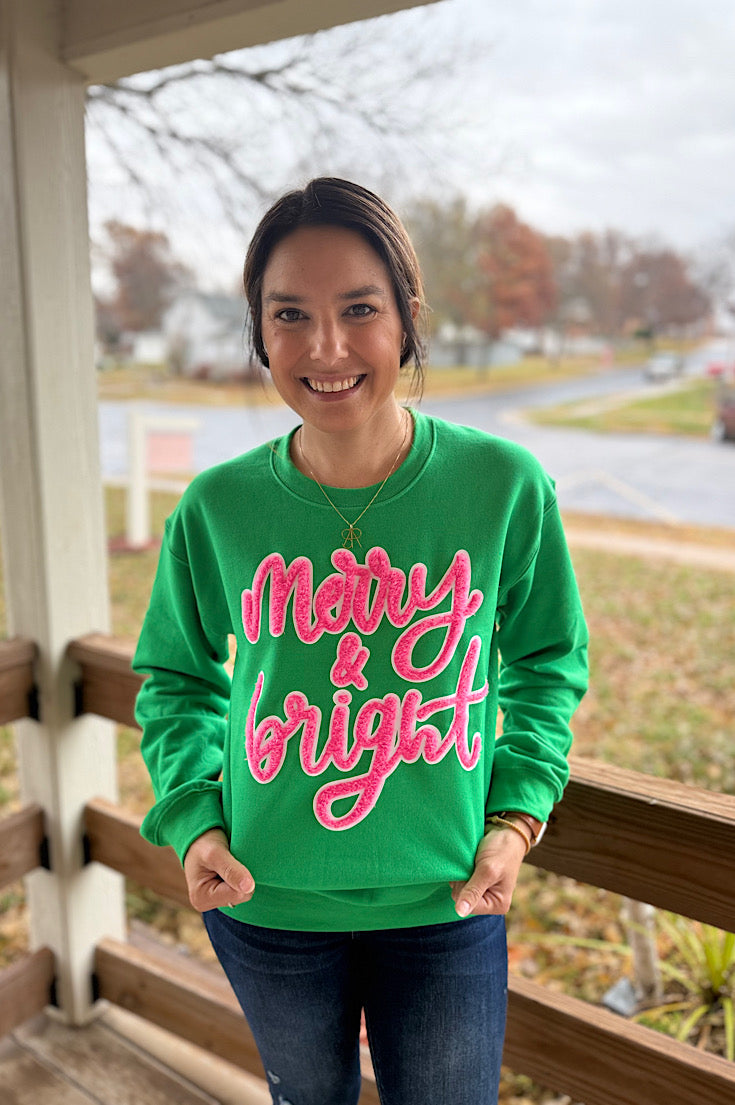 Merry & Bright Fluffy Patch Sweatshirt
