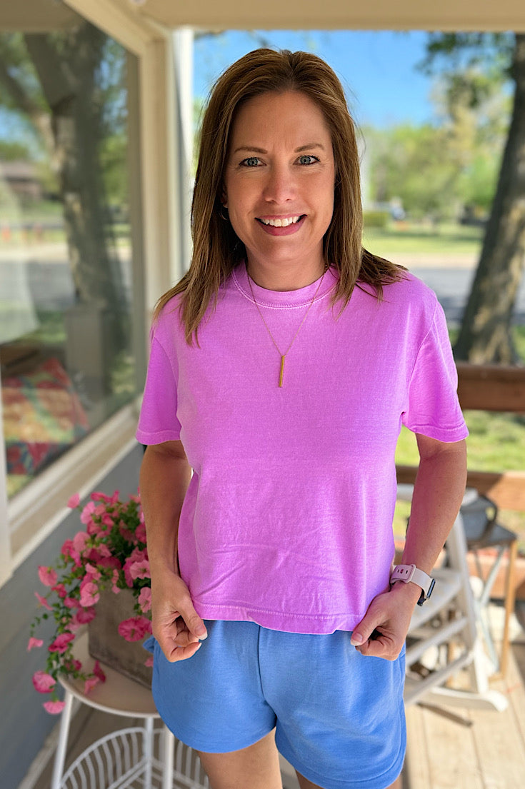 Chayse Boxy Modest Crop Washed Tee {2 colors}