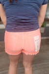 Barbie Risen Hot Coral Distressed Denim Shorts