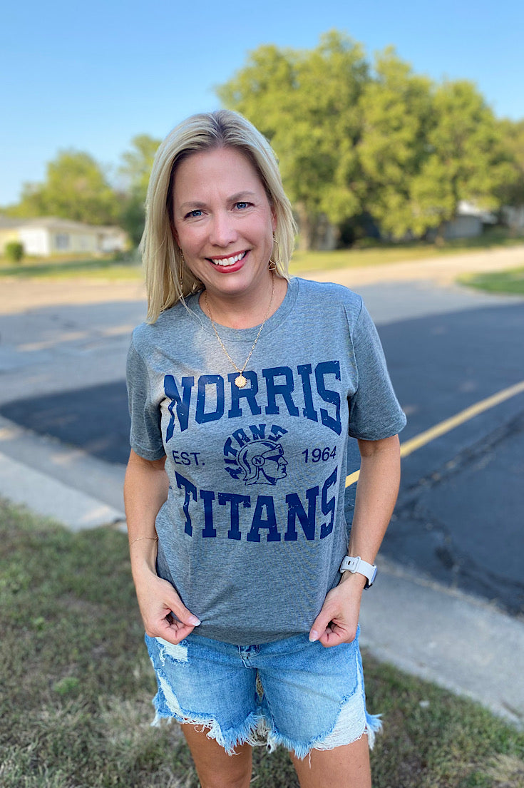 Norris Titans Varsity Print Gray Tee