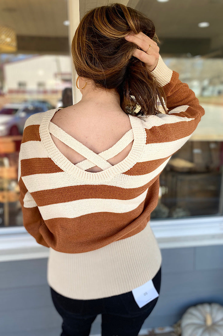 Kenton Rust Striped Dolman Sweater