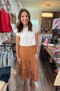 Willow Copper Dot Midi Tier Skirt